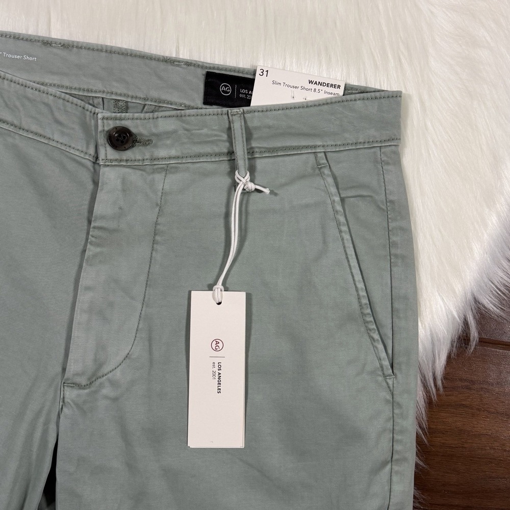 AG Adriano Goldschmied Men's Size 31 Sulfur Green Wanderer Slim Trouser Shorts - Picture 2 of 7